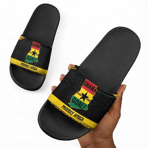 Afro Ghana Football Slide Sandals Black Stars Never Fall - Kente Pattern - African Pride