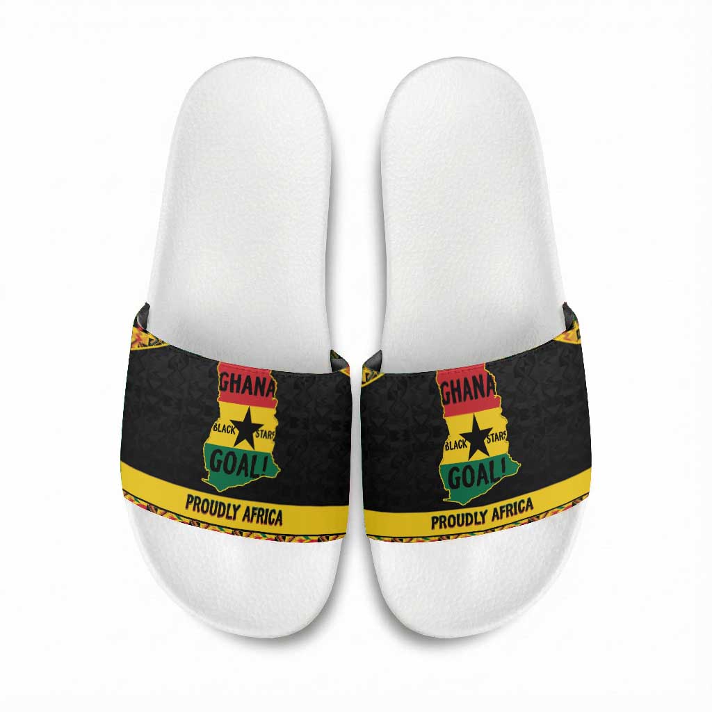 Afro Ghana Football Slide Sandals Black Stars Never Fall - Kente Pattern - African Pride