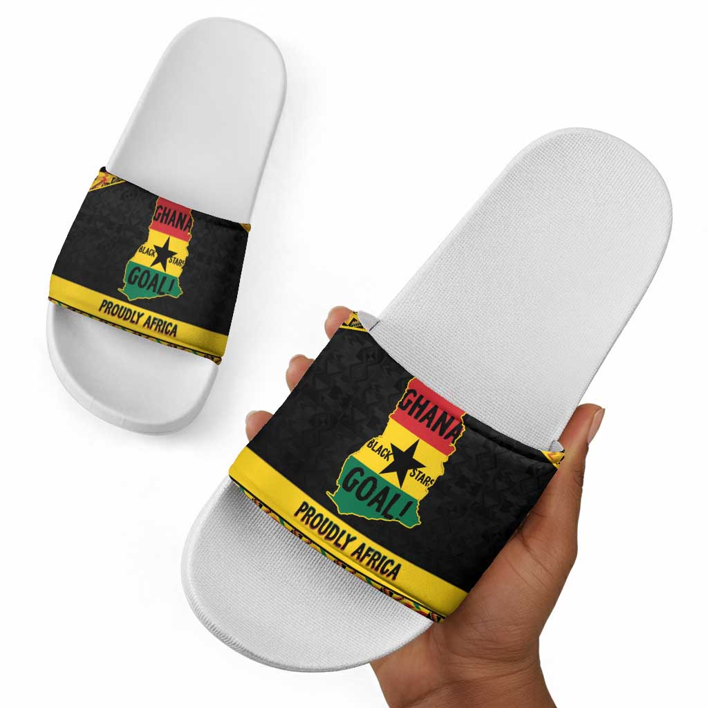 Afro Ghana Football Slide Sandals Black Stars Never Fall - Kente Pattern - African Pride