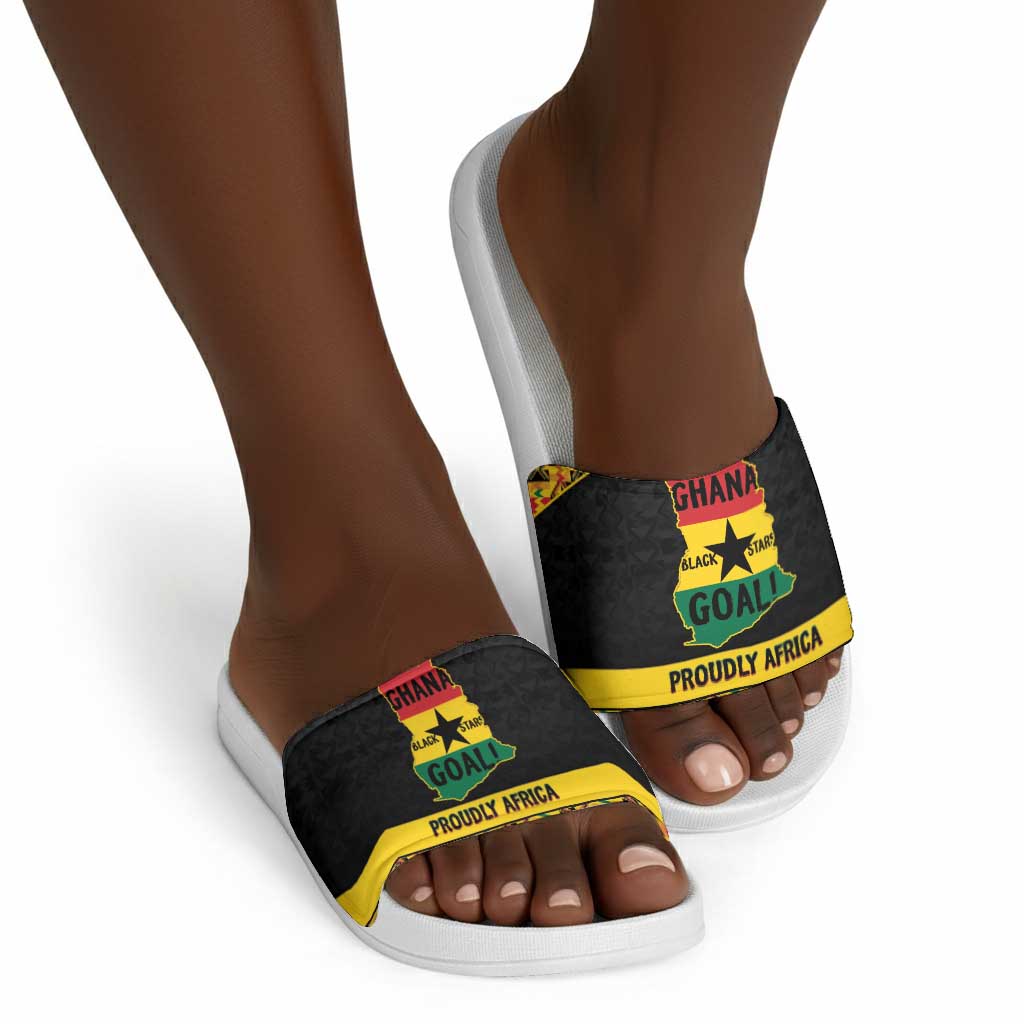 Afro Ghana Football Slide Sandals Black Stars Never Fall - Kente Pattern - African Pride