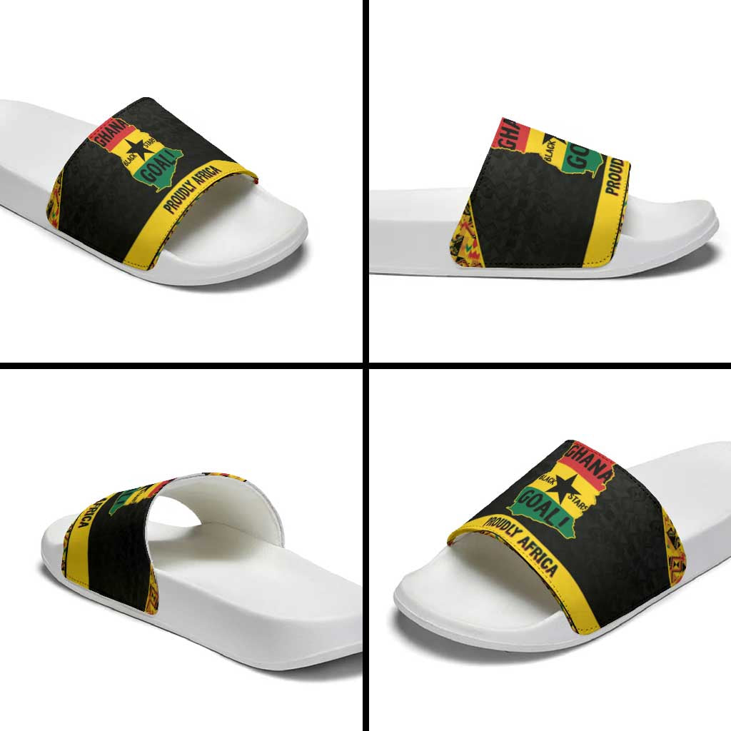 Afro Ghana Football Slide Sandals Black Stars Never Fall - Kente Pattern - African Pride
