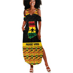 Personalized Afro Ghana Football Summer Maxi Dress Black Stars Never Fall - Kente Pattern LT15