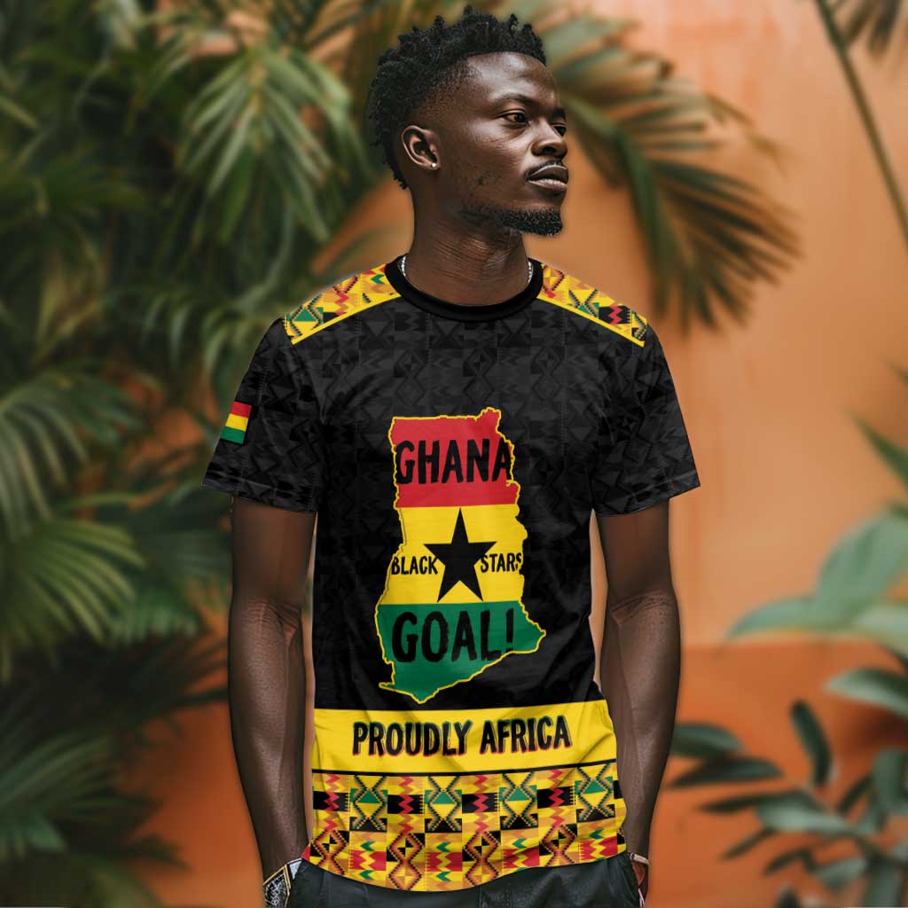 Personalized Afro Ghana Football T shirt Black Stars Never Fall - Kente Pattern LT15