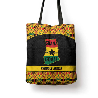 Afro Ghana Football Tote Bag Black Stars Never Fall - Kente Pattern - African Pride
