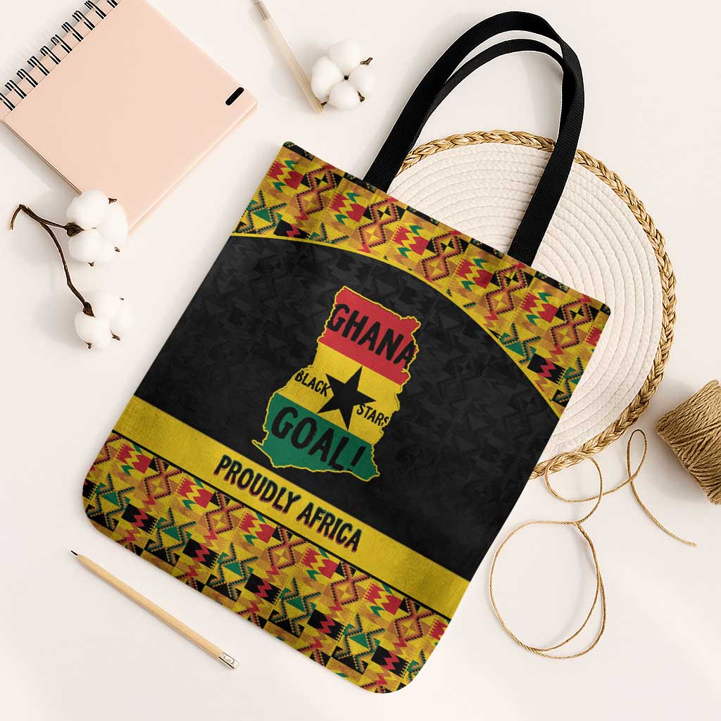 Afro Ghana Football Tote Bag Black Stars Never Fall - Kente Pattern - African Pride