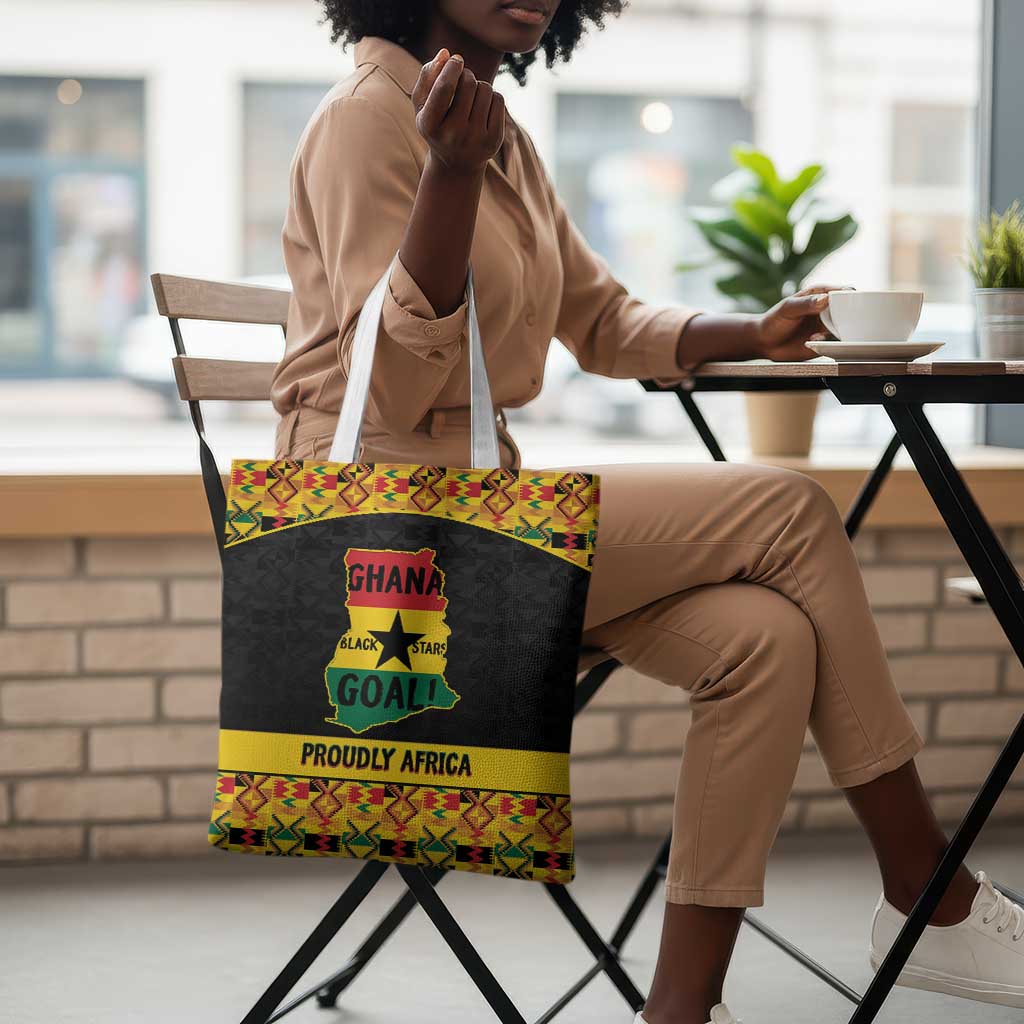 Afro Ghana Football Tote Bag Black Stars Never Fall - Kente Pattern - African Pride