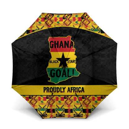 Afro Ghana Football Umbrella Black Stars Never Fall - Kente Pattern - African Pride
