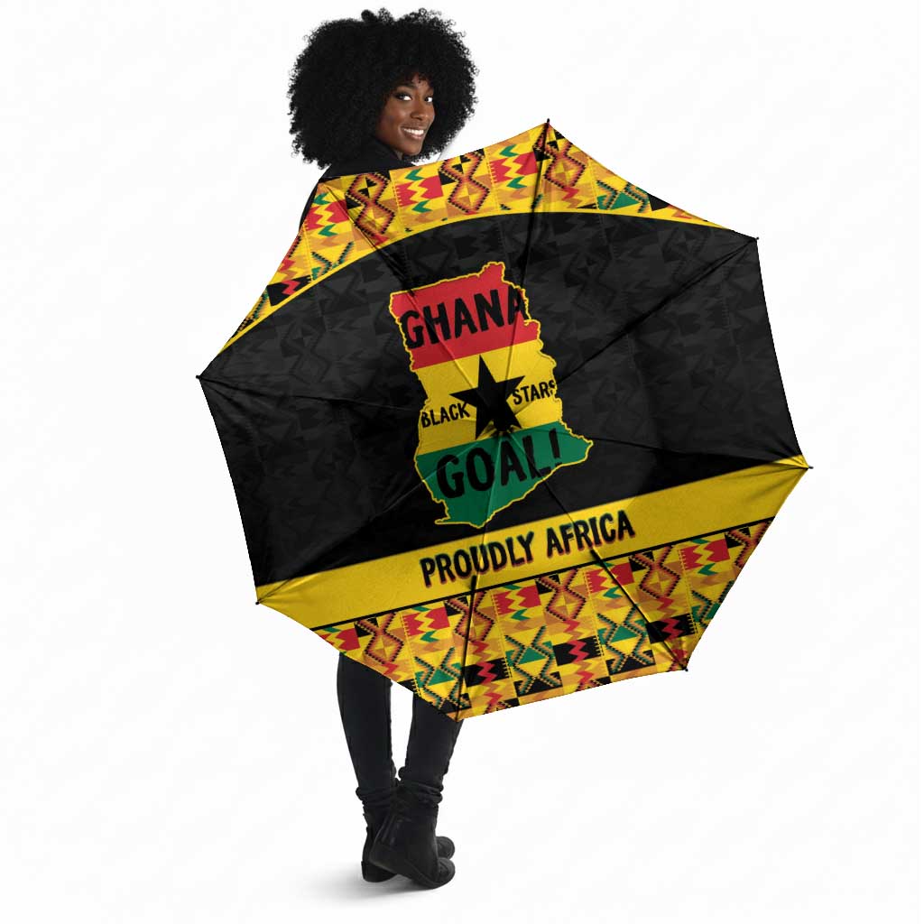 Afro Ghana Football Umbrella Black Stars Never Fall - Kente Pattern - African Pride