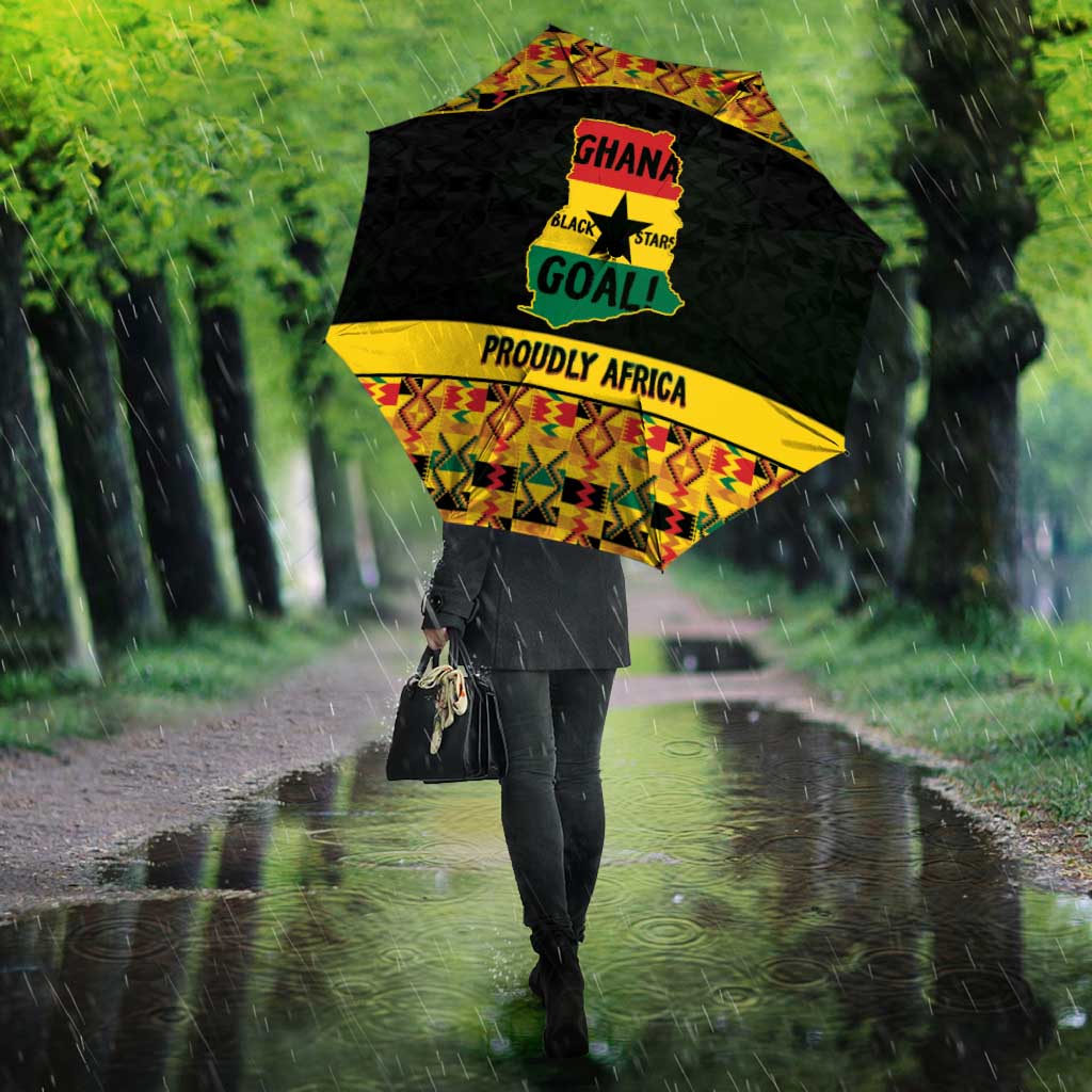 Afro Ghana Football Umbrella Black Stars Never Fall - Kente Pattern - African Pride