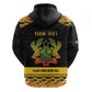 Personalized Afro Ghana Football Zip Hoodie Black Stars Never Fall - Kente Pattern - African Pride
