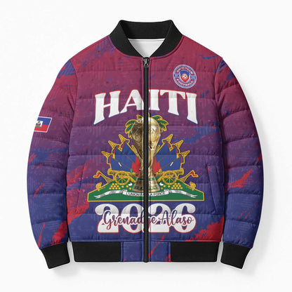 Personalized Afro-Haiti Football Bomber Puffer Jacket 2026 Nou Retounen Anko - African Pride