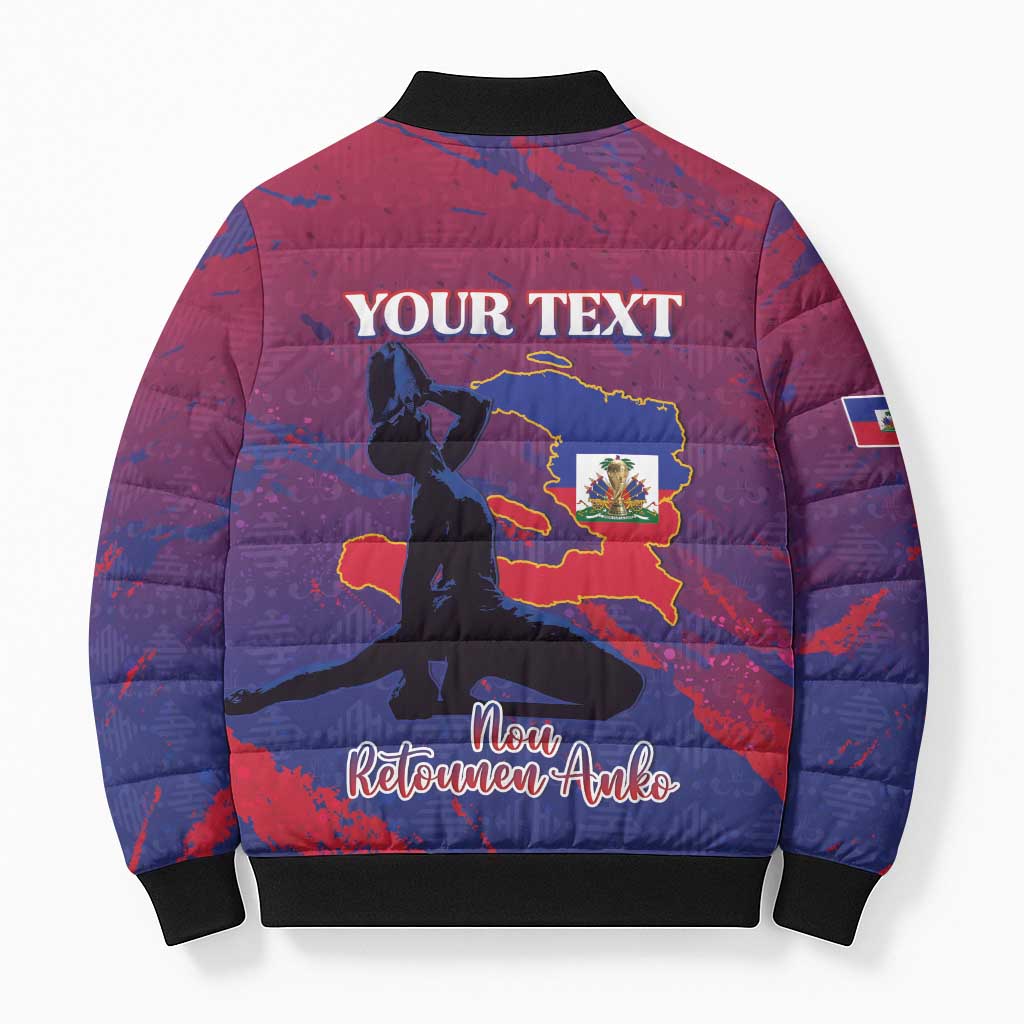 Personalized Afro-Haiti Football Bomber Puffer Jacket 2026 Nou Retounen Anko - African Pride