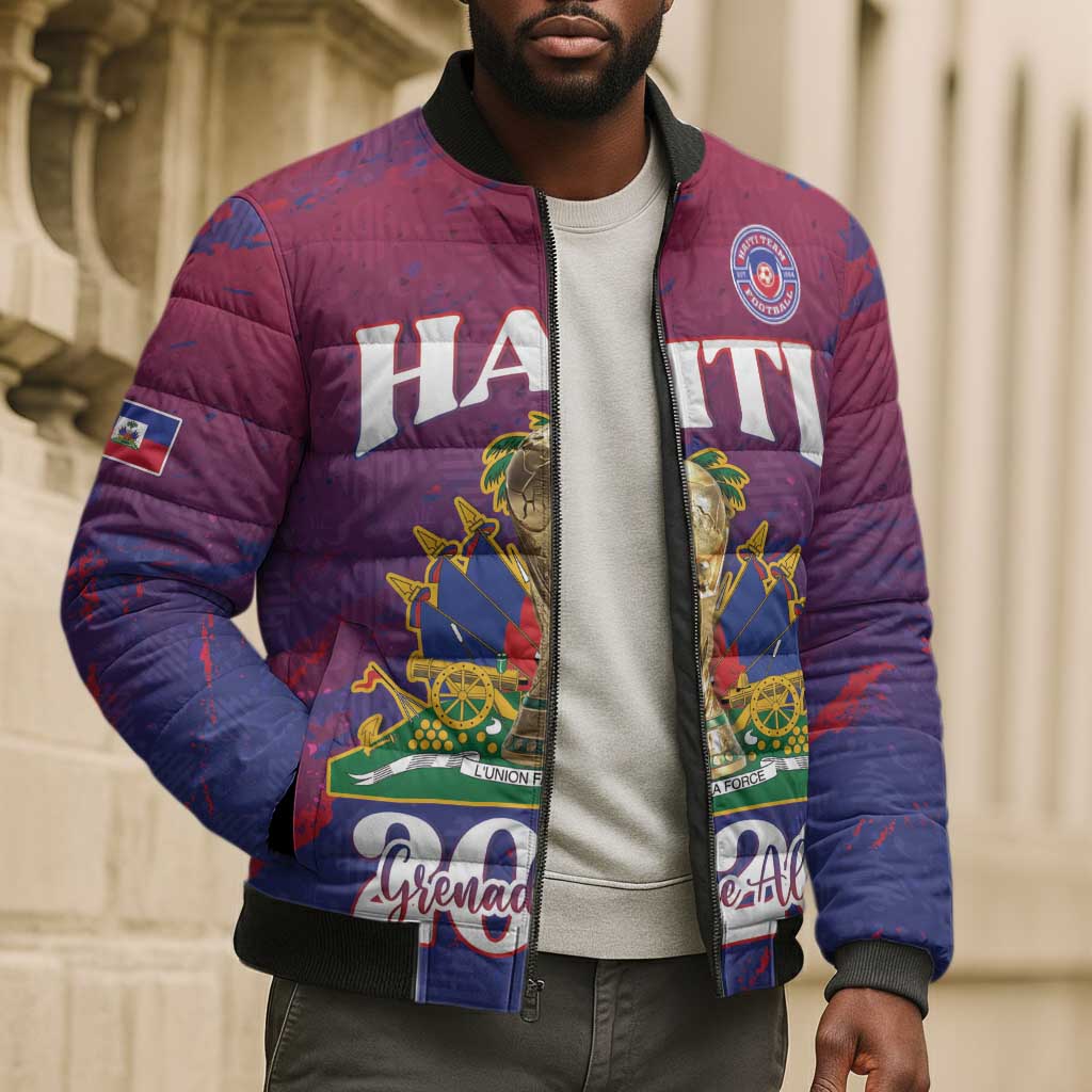 Personalized Afro-Haiti Football Bomber Puffer Jacket 2026 Nou Retounen Anko - African Pride