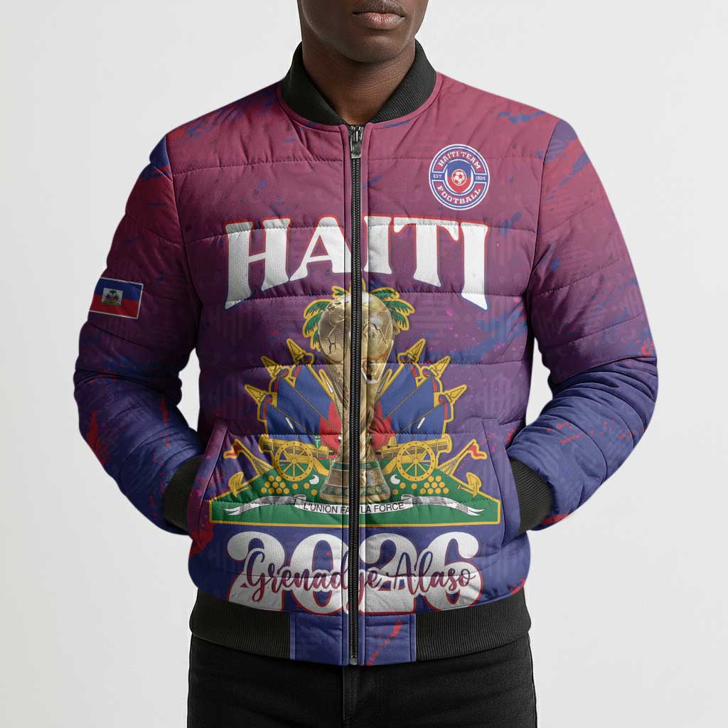 Personalized Afro-Haiti Football Bomber Puffer Jacket 2026 Nou Retounen Anko - African Pride