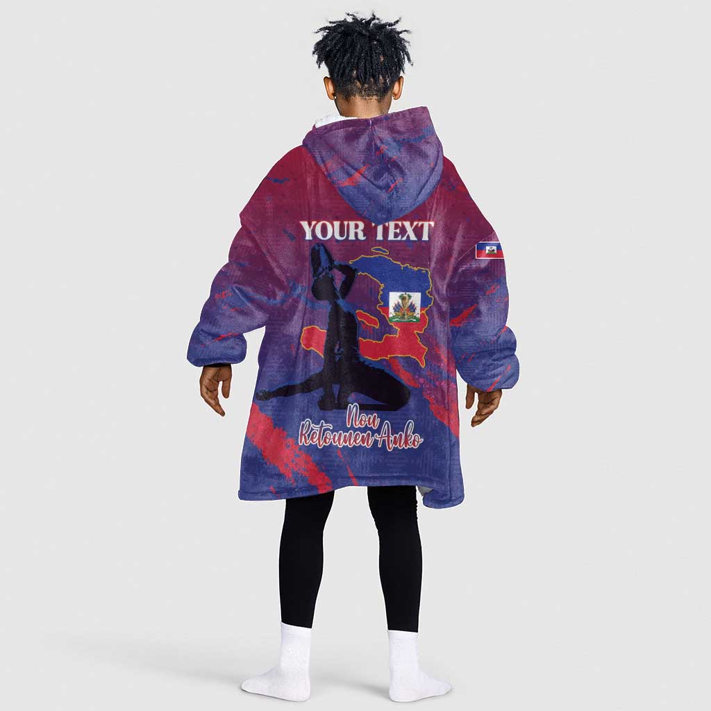 Personalized Afro-Haiti Football Kid Wearable Blanket Hoodie 2026 Nou Retounen Anko - African Pride