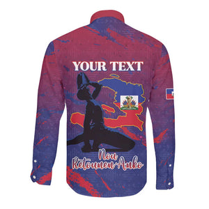 Personalized Afro-Haiti Football Long Sleeve Button Shirt 2026 Nou Retounen Anko - African Pride