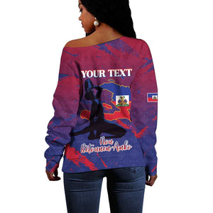 Personalized Afro-Haiti Football Off Shoulder Sweater 2026 Nou Retounen Anko - African Pride