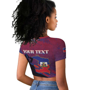 Personalized Afro-Haiti Football Raglan Cropped T shirt 2026 Nou Retounen Anko LT15