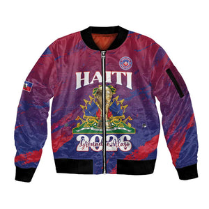 Personalized Afro-Haiti Football Sleeve Zip Bomber Jacket 2026 Nou Retounen Anko - African Pride