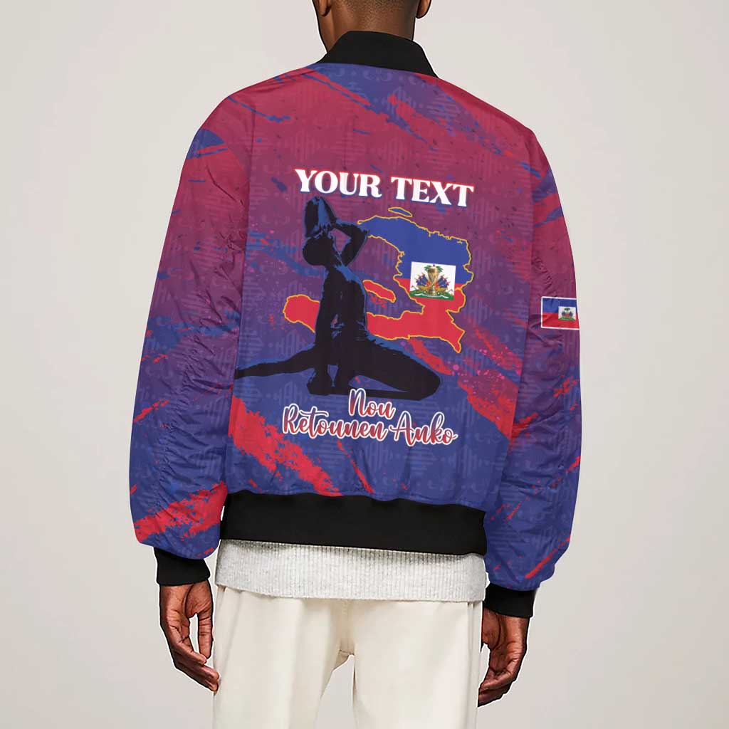 Personalized Afro-Haiti Football Sleeve Zip Bomber Jacket 2026 Nou Retounen Anko - African Pride