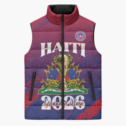 Personalized Afro-Haiti Football Sleeveless Puffer Jacket 2026 Nou Retounen Anko - African Pride