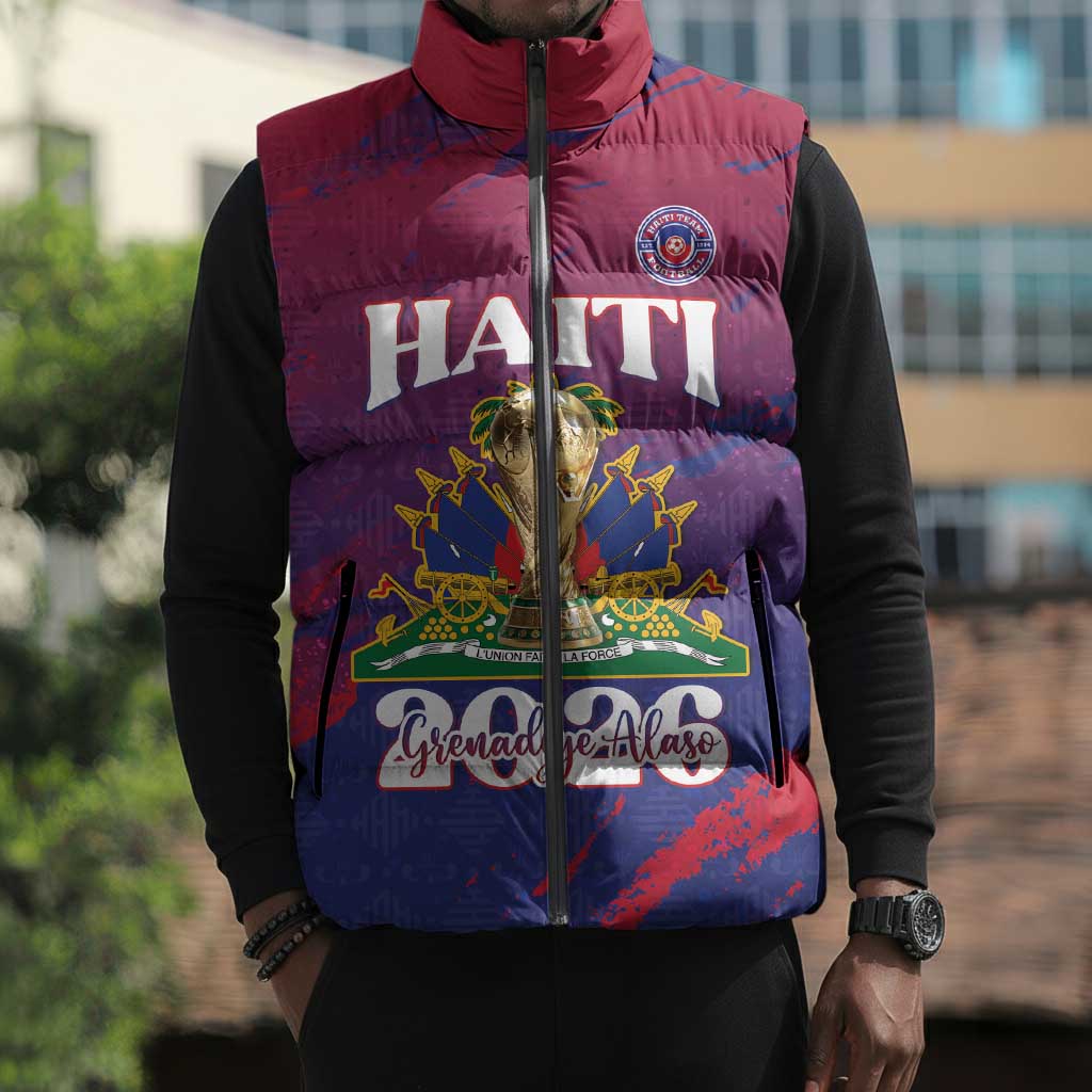 Personalized Afro-Haiti Football Sleeveless Puffer Jacket 2026 Nou Retounen Anko - African Pride