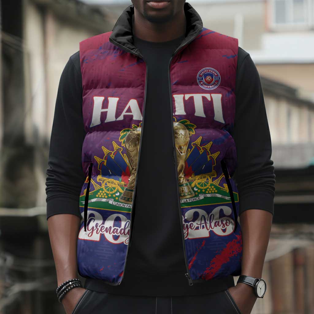 Personalized Afro-Haiti Football Sleeveless Puffer Jacket 2026 Nou Retounen Anko - African Pride