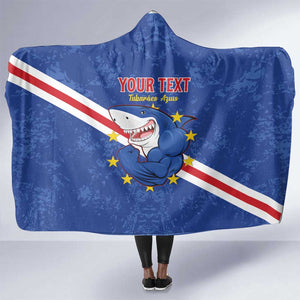 Custom Cabo Verde Football Hooded Blanket Go Tubaroes Azuis