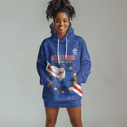 Custom Cabo Verde Football Hoodie Dress Go Tubaroes Azuis