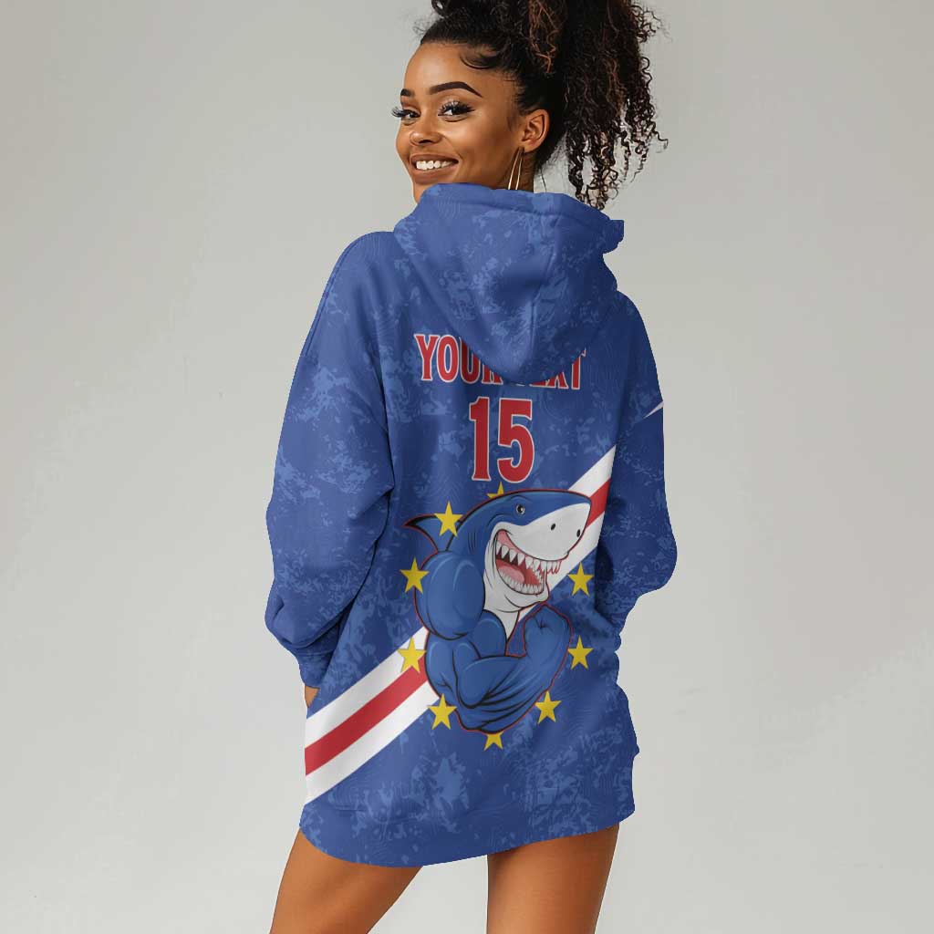 Custom Cabo Verde Football Hoodie Dress Go Tubaroes Azuis