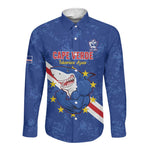 Custom Cabo Verde Football Long Sleeve Button Shirt Go Tubaroes Azuis