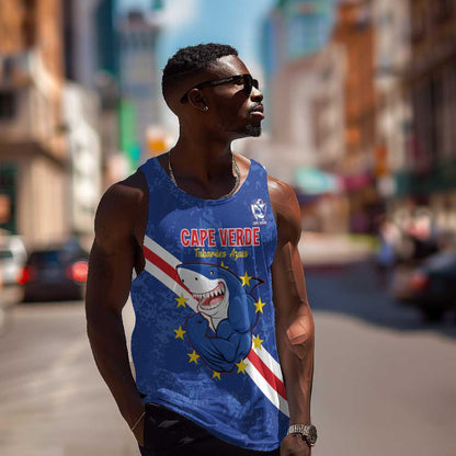 Custom Cabo Verde Football Men Tank Top Go Tubaroes Azuis