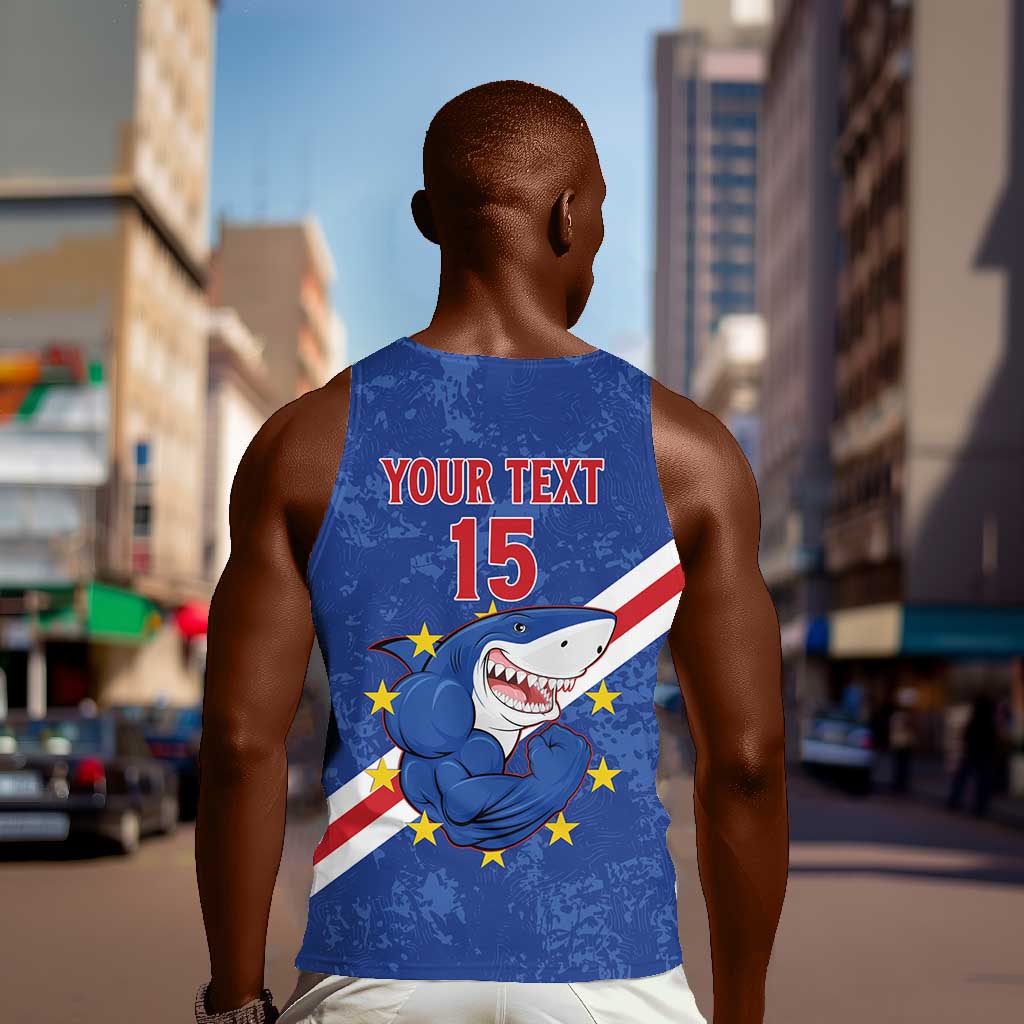 Custom Cabo Verde Football Men Tank Top Go Tubaroes Azuis