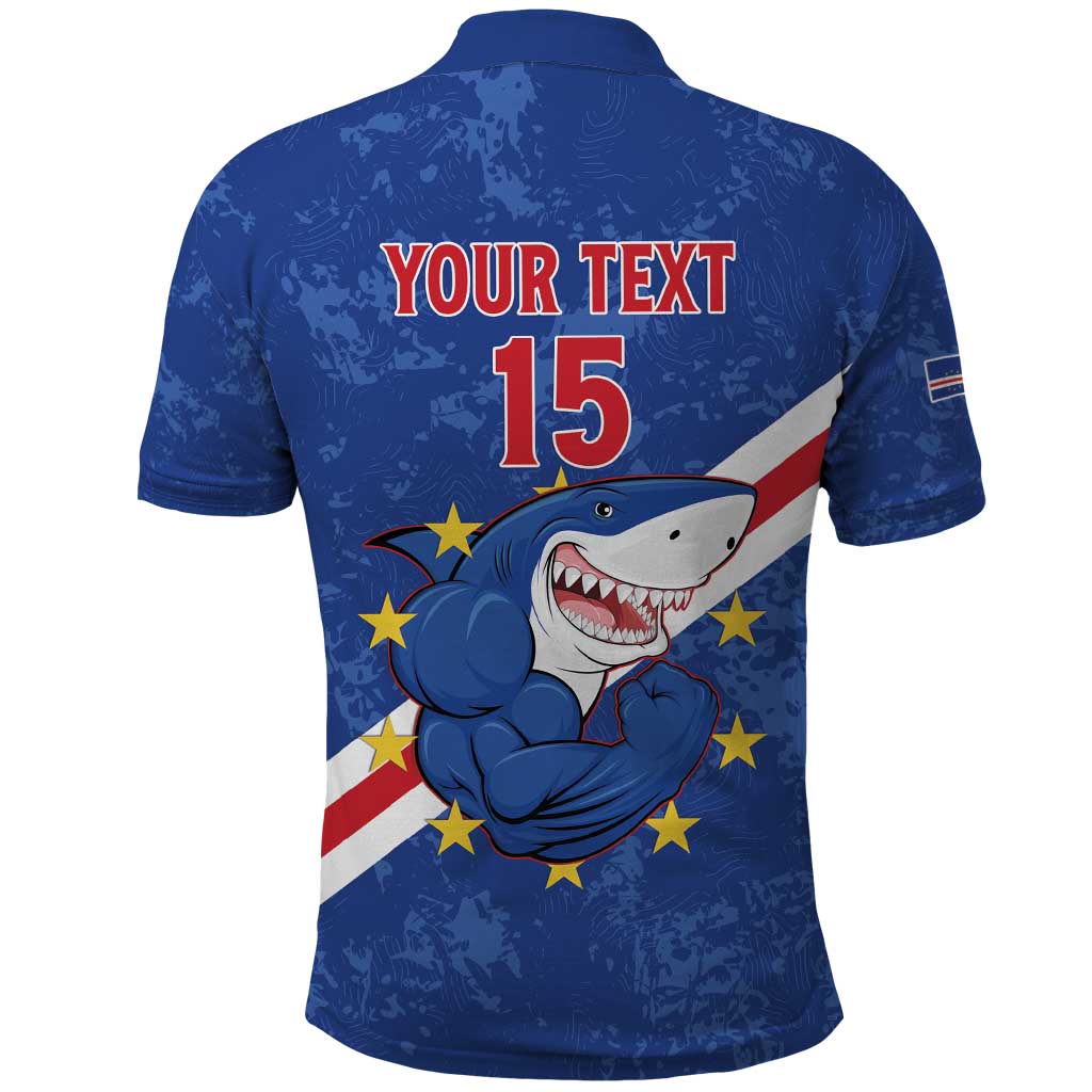 Custom Cabo Verde Football Polo Shirt Go Tubaroes Azuis