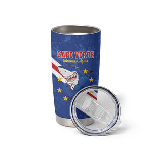 Custom Cabo Verde Football Tumbler Cup Go Tubaroes Azuis