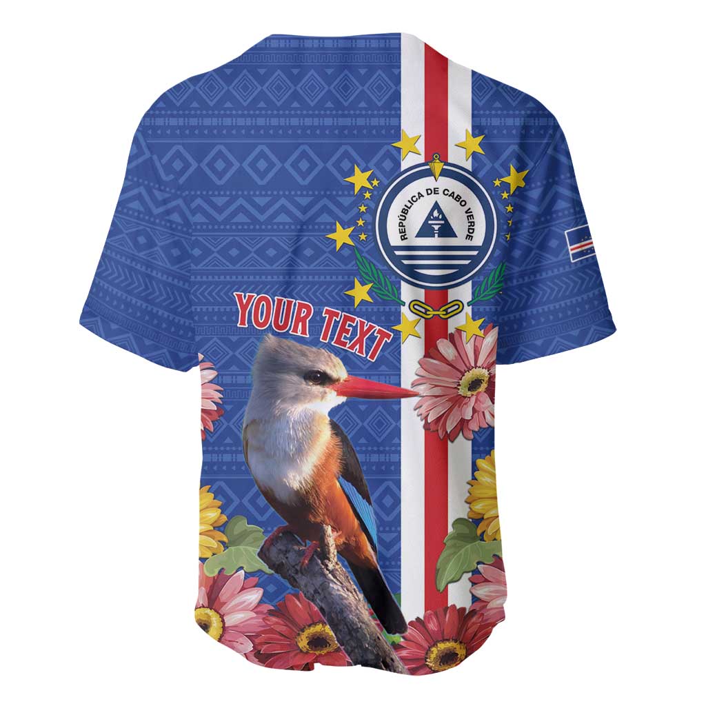 Personalised Cabo Verde Baseball Jersey Grey-Headed Kingfisher Mix Gerbera Daisy