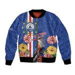 Personalised Cabo Verde Bomber Jacket Grey-Headed Kingfisher Mix Gerbera Daisy