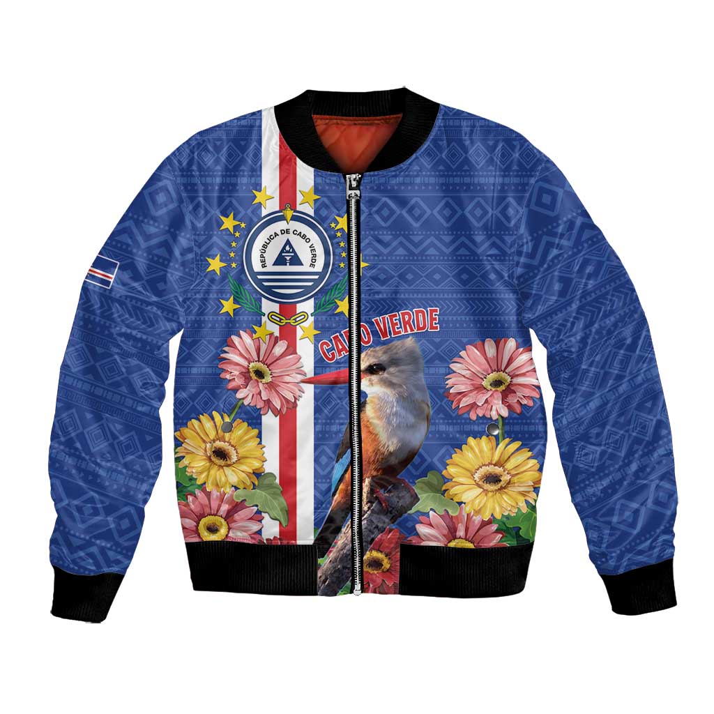 Personalised Cabo Verde Bomber Jacket Grey-Headed Kingfisher Mix Gerbera Daisy