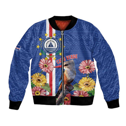 Personalised Cabo Verde Bomber Jacket Grey-Headed Kingfisher Mix Gerbera Daisy