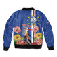 Personalised Cabo Verde Bomber Jacket Grey-Headed Kingfisher Mix Gerbera Daisy