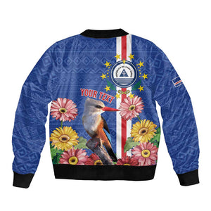 Personalised Cabo Verde Bomber Jacket Grey-Headed Kingfisher Mix Gerbera Daisy