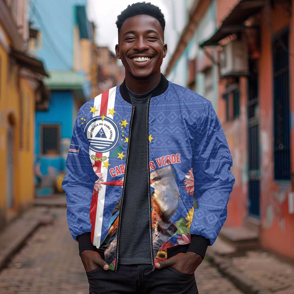 Personalised Cabo Verde Bomber Jacket Grey-Headed Kingfisher Mix Gerbera Daisy
