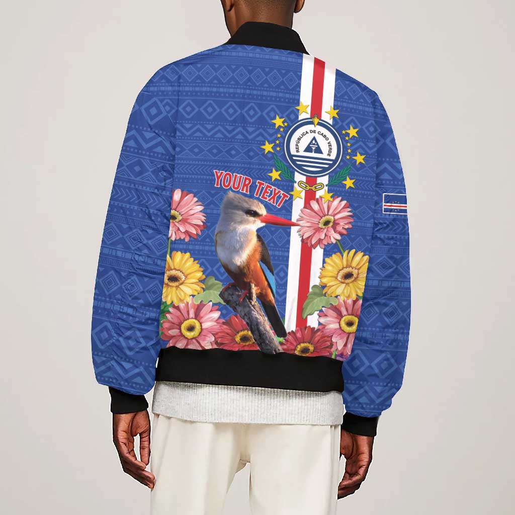 Personalised Cabo Verde Bomber Jacket Grey-Headed Kingfisher Mix Gerbera Daisy