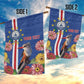 Personalised Cabo Verde Garden Flag Grey-Headed Kingfisher Mix Gerbera Daisy