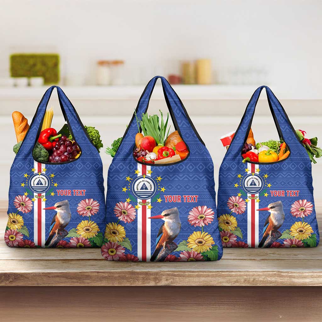 Personalised Cabo Verde Grocery Bag Grey-Headed Kingfisher Mix Gerbera Daisy