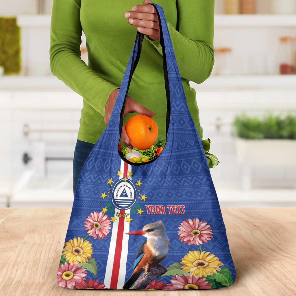 Personalised Cabo Verde Grocery Bag Grey-Headed Kingfisher Mix Gerbera Daisy