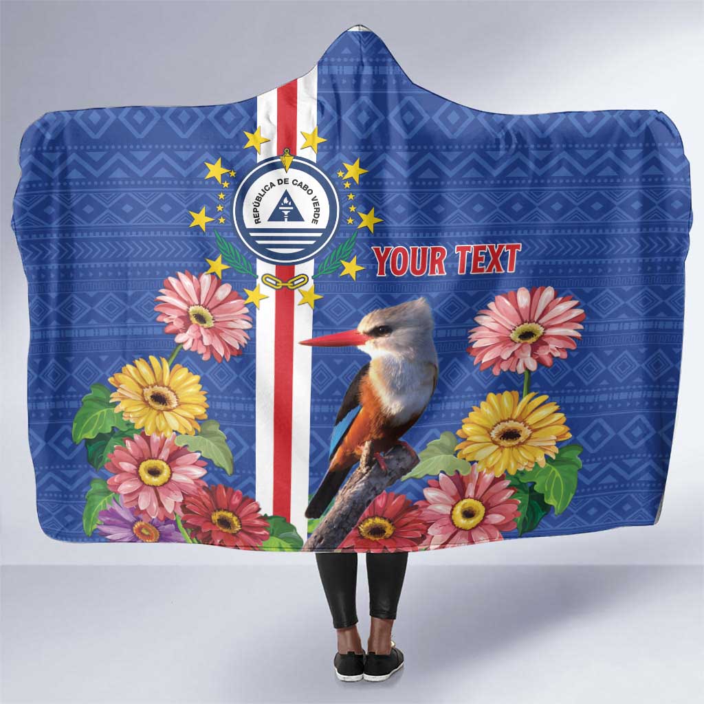 Personalised Cabo Verde Hooded Blanket Grey-Headed Kingfisher Mix Gerbera Daisy