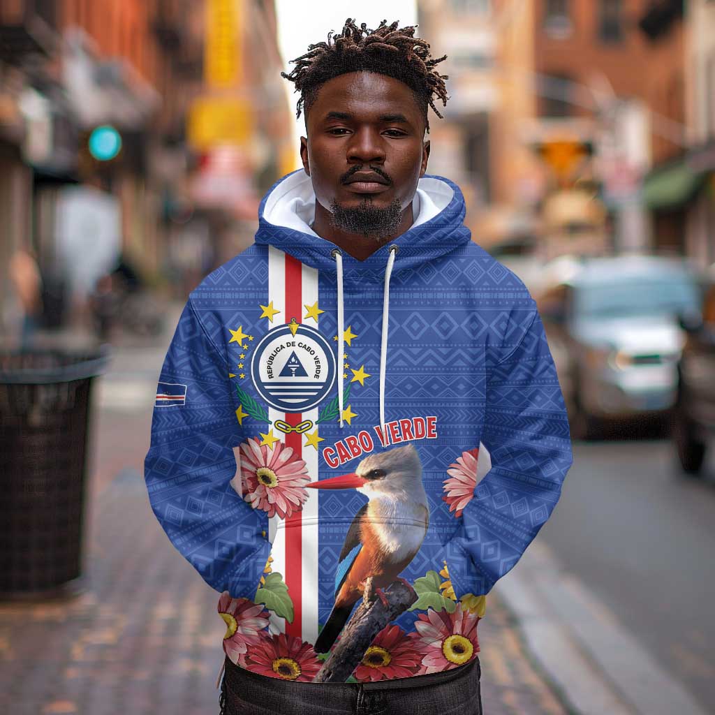 Personalised Cabo Verde Hoodie Grey-Headed Kingfisher Mix Gerbera Daisy