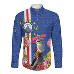Personalised Cabo Verde Long Sleeve Button Shirt Grey-Headed Kingfisher Mix Gerbera Daisy