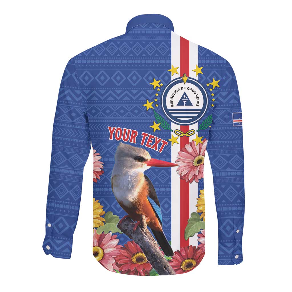 Personalised Cabo Verde Long Sleeve Button Shirt Grey-Headed Kingfisher Mix Gerbera Daisy
